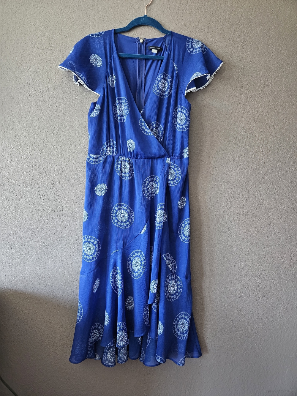 Tommy Hilfiger Blue Printed Wrap Chiffon Dress